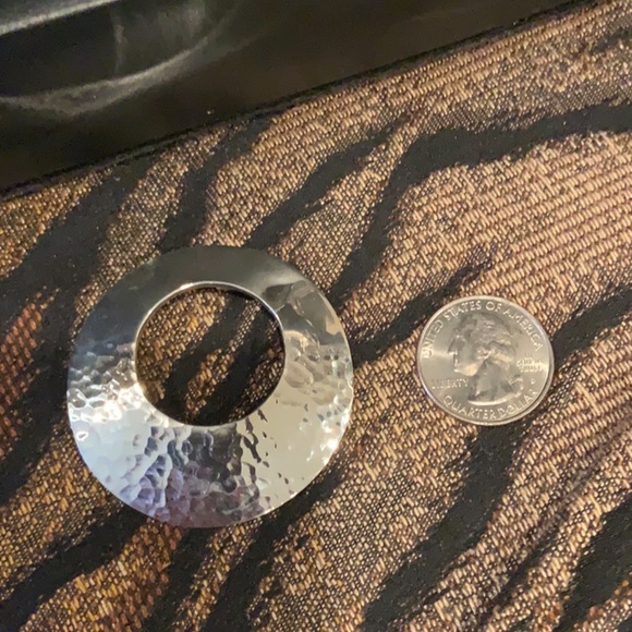 Sterling Silver Pendant. Hammered & Smooth. 2” - Picture 3 of 11